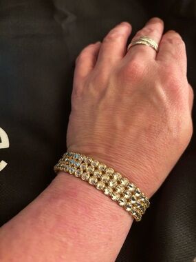 TCS Out and About Gold Crystal Three-Row Stretch Bracelet - Retired